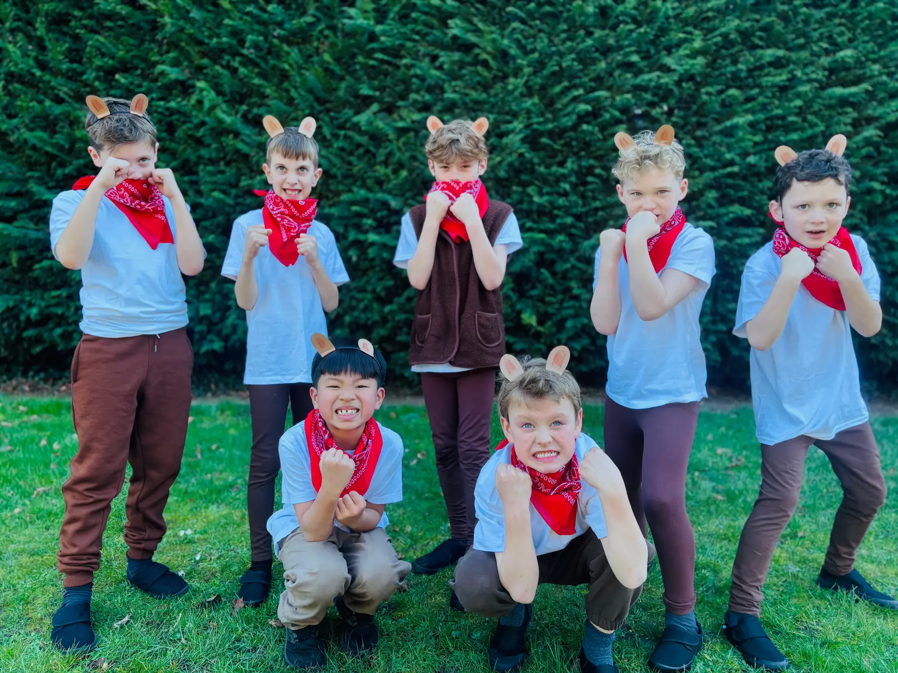 Young children in animal costumes at a Pre-School performance